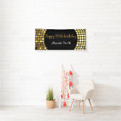 Happy 100th Birthday Banner Black en Gold Glitter (Insitu)