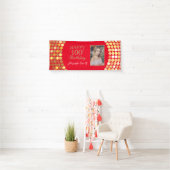 Happy 100th Birthday Banner Red en Gold Photo (Insitu)