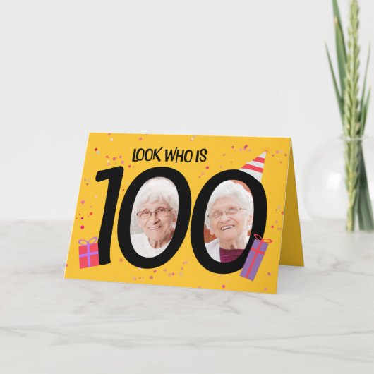 Happy 100th Birthday Big 100 Afbeelding Lijst Feestdagen Kaart (Voorkant)