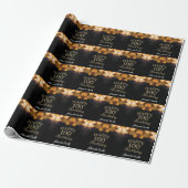 Happy 100th Birthday Black en Gold Glitter Cadeaupapier (Uitgerold)