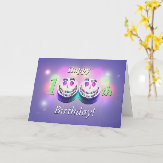 Happy 100th Birthday Cakes Kaart (Gele Bloem)