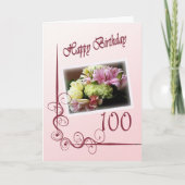 Happy 100th Birthday Card - Flower Bouquet Kaart (Voorkant)