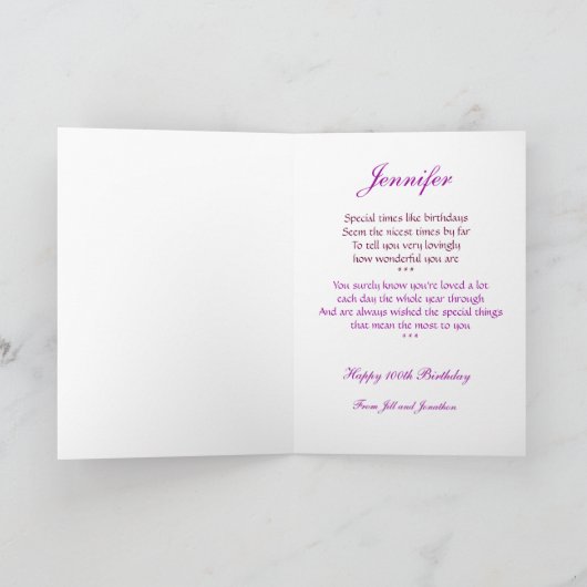 Happy 100th Birthday Card - Flower Bouquet Kaart (Binnen)