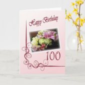 Happy 100th Birthday Card - Flower Bouquet Kaart (Gele Bloem)