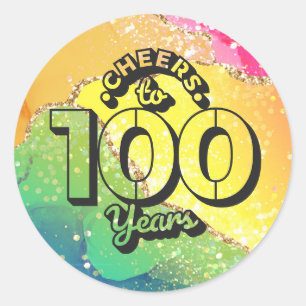 Happy 100th Birthday Cheer tot 100 jaar op regenbo Ronde Sticker