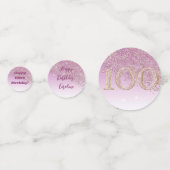 Happy 100th Birthday Chic Roos Gold Glitter Confetti (Achterkanten)