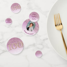 Happy 100th Birthday Chic Roos Gold Glitter Confetti