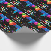 Happy 100th Birthday Colorful Balloons Black Cadeaupapier (Hoek)