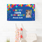 Happy 100th Birthday Colorful Balloons Blue Spandoek (Insitu)