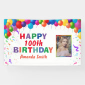 Happy 100th Birthday Colorful Balloons White Spandoek (Horizontaal)