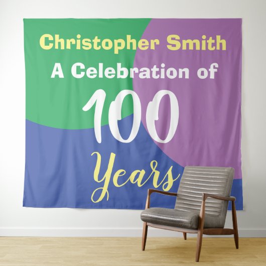 Happy 100th Birthday-feestdag Wandkleed (In Situ (horizontaal))