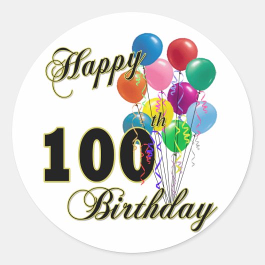 Happy 100th Birthday Gifts and Birthday Apparel Ronde Sticker (Voorkant)