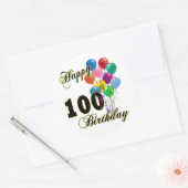 Happy 100th Birthday Gifts and Birthday Apparel Ronde Sticker (Envelop)