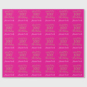 Happy 100th Birthday Gold Glitter en Hot Pink Cadeaupapier (Vlak)