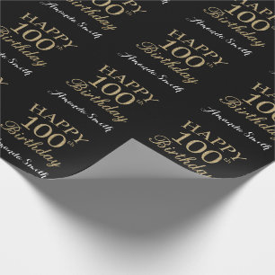 Happy 100th Birthday Gold Glitter Wrapping Paper Cadeaupapier