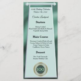 Happy 100th Birthday Green Glitter Folie Menu
