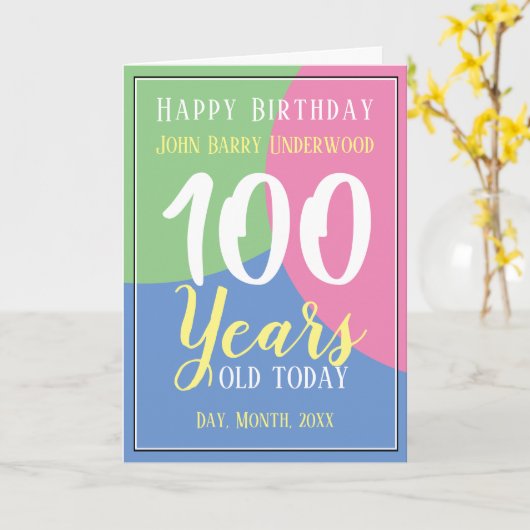 Happy 100th Birthday Kaart (Gele Bloem)