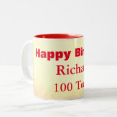 Happy 100th Birthday op maat Tweekleurige Koffiemok (Voorkant links)