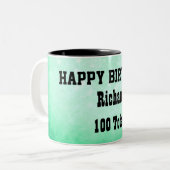 Happy 100th Birthday op maat Tweekleurige Koffiemok (Voorkant links)