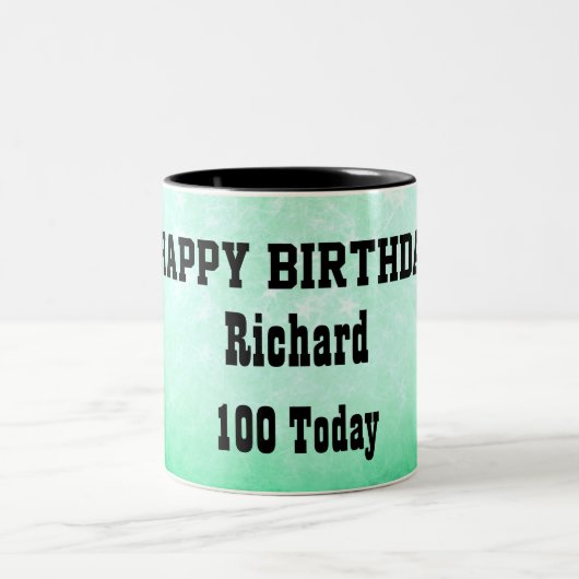 Happy 100th Birthday op maat Tweekleurige Koffiemok (Center)