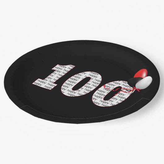 Happy 100th Birthday op zwart papier Bord (Gekanteld)