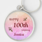  Happy 100th Birthday - persoonlijk Sleutelhanger (Voorkant)