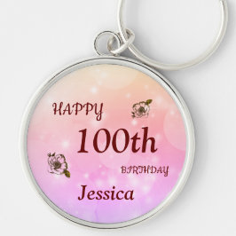  Happy 100th Birthday - persoonlijk Sleutelhanger