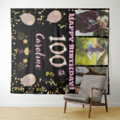 Happy 100th Birthday Roos Gold Glitter, 3 foto's Wandkleed (In Situ (horizontaal))