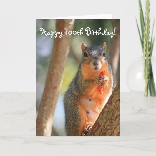 Happy 100th Birthday Squirrel wenskaart Kaart (Voorkant)