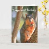 Happy 100th Birthday Squirrel wenskaart Kaart (Gele Bloem)