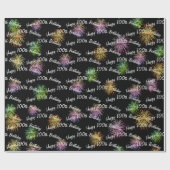 Happy 100th Birthday vuurwerk op zwart Cadeaupapier (Vlak)