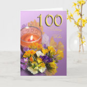 Happy 100th Birthday Wenskaart Kaart (Gele Bloem)