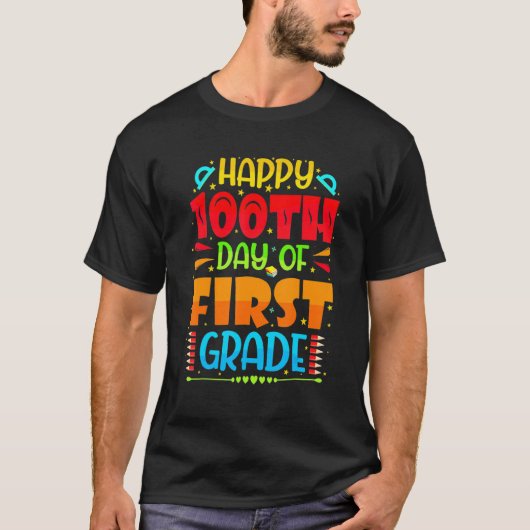 Happy 100th Day Of 1st Grade 100 School Days Teach T-shirt (Voorkant)