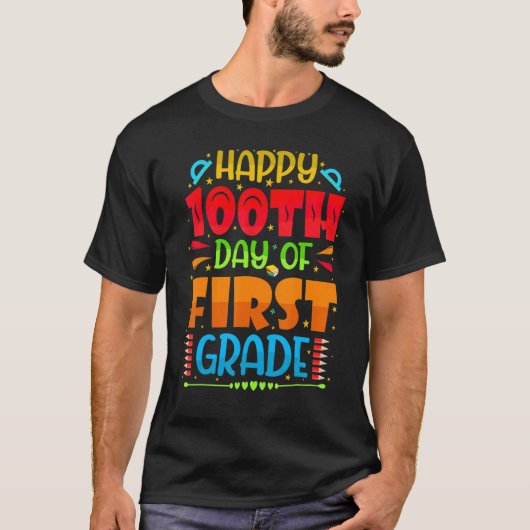 Happy 100th Day Of 1st Grade 100 School Days Teach T-shirt (Voorkant)