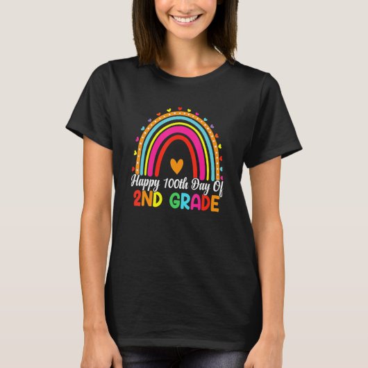 Happy 100th Day Of 2nd Grade Rainbow Second Grade  T-shirt (Voorkant)