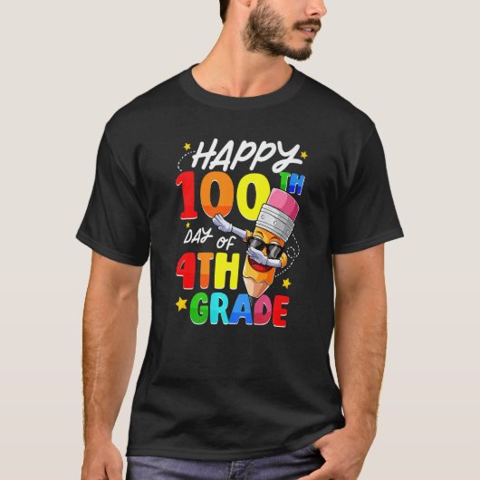 Happy 100th Day of 4th Grade 100 Days Smarter Dabb T-shirt (Voorkant)