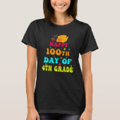 Happy 100th Day of 4th Grade Teacher Student Retro T-shirt (Voorkant)