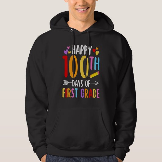 Happy 100th Day Of First Grade Cute  School 1st Gr Hoodie (Voorkant)