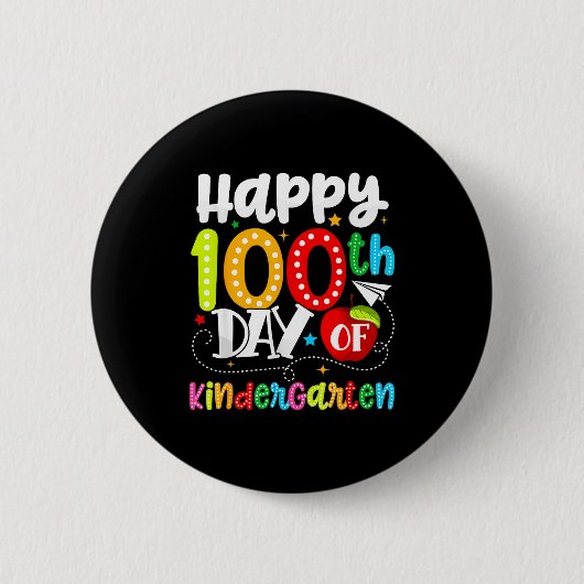 Happy 100th Day Of Kindergarten Funny Teachers Stu Ronde Button 5,7 Cm (Voorkant)