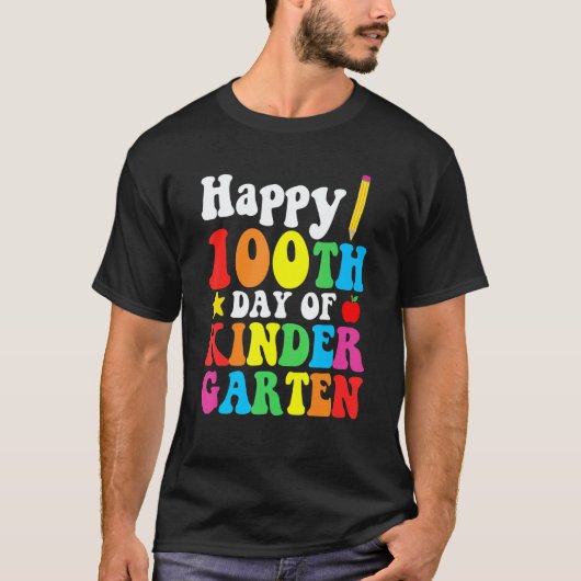Happy 100th Day of Kindergarten School Teacher Stu T-shirt (Voorkant)