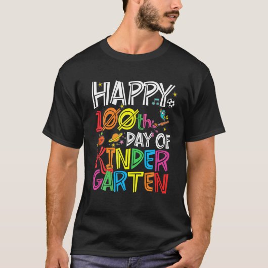 Happy 100Th Day Of Kindergarten Teacher Or Student T-shirt (Voorkant)