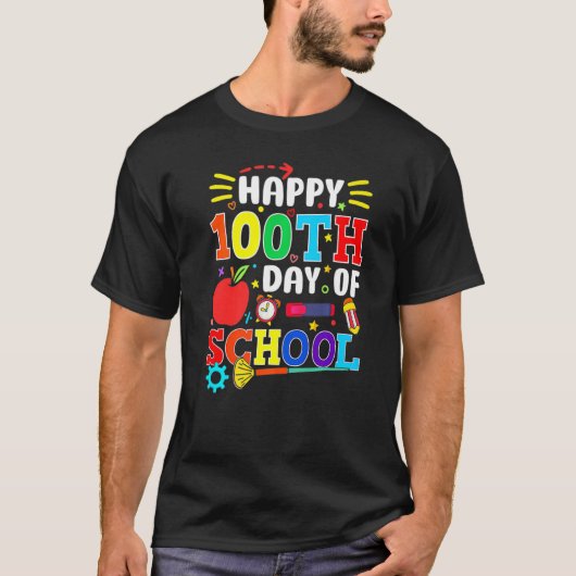 Happy 100th Day of Kindergarten Teacher or Student T-shirt (Voorkant)