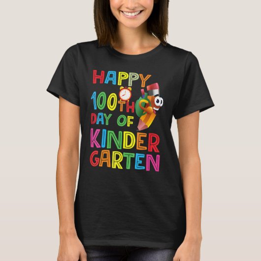Happy 100th Day of Kindergarten Teachers or Studen T-shirt (Voorkant)