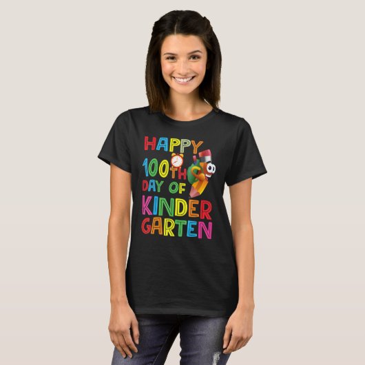 Happy 100th Day of Kindergarten Teachers or Studen T-shirt (Voorkant volledig)