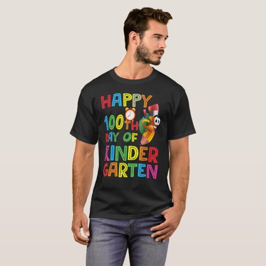 Happy 100th Day of Kindergarten Teachers or Studen T-shirt (Voorkant volledig)
