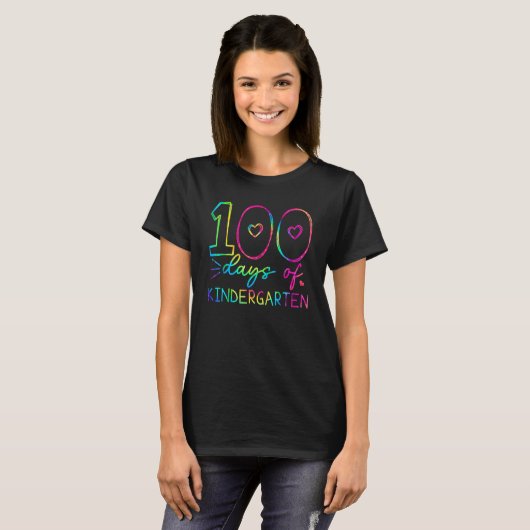 Happy 100th Day Of Kindergarten Tie Dye 100 Days T T-shirt (Voorkant volledig)