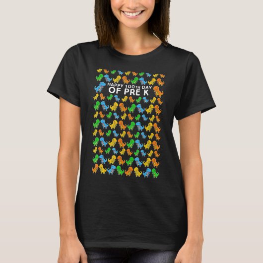 Happy 100th Day of Pre-k Dinosaur Toddlers Presch T-shirt (Voorkant)