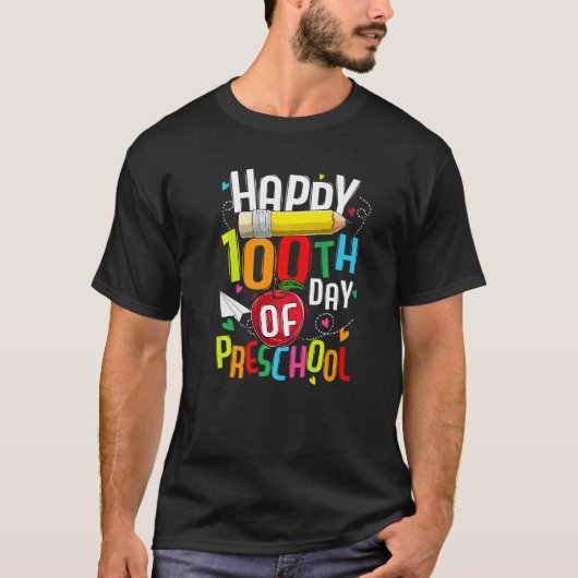 Happy 100th Day Of Pre-K Teacher 100 days smarter  T-shirt (Voorkant)