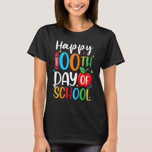 Happy 100th Day of School 100 Days Crayon_1 T-shirt (Voorkant)