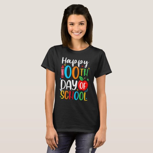 Happy 100th Day of School 100 Days Crayon_1 T-shirt (Voorkant volledig)